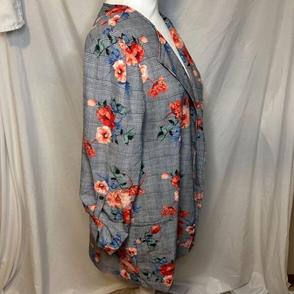 Soho Floral Plaid Stripe Womens Blazer Jacket - Picture 2 of 5